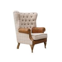 Wrap Around Button Back Wing Chair