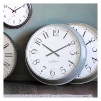 Retro White Dial and Fossil Grey Broad Frame Round Wall Clock 68cm Diameter