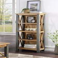 Urban Elegance Reclaimed Wood And Steel Framed 4 Shelf Small Bookcase 120x47cm
