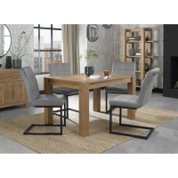 Turin Light Oak Wood 4 to 6 Seater Dining Table And 4 Lewis Grey Fabric Chairs Dining Set