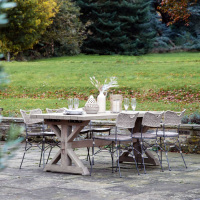 Large Rustic Farmhouse Style Rectangle Outdoor 8 Seater 200cm Dining Table Pedestal Base
