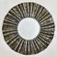 Ruched Round Metal Framed Wall Mirror