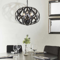 Modern Round Steel Intricate Design 3 Pendant Light with Bronze Effect 48cm Diameter