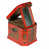 Lou Lan Red Leather Jewellery Box