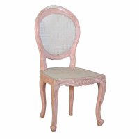 Isabella Round Back Pink Dining Chair With Rattan