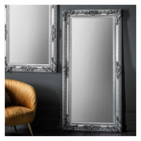 Modern Ornate Framed Rectangular Leaner Extra Large Wall Mirror in Silver 170x83cm