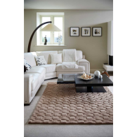 Origins Hand Tufted Basket Weave Pure Wool 3D Blush Rectangular Floor Rug 120x170cm