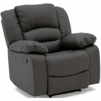 Barletta 1 Seater Grey PU Leather Recliner Chair With Bucket Seat 97cm Wide