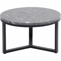 Round Black Metal and Grey Travisso Marble Coffee Table 60cm Diameter
