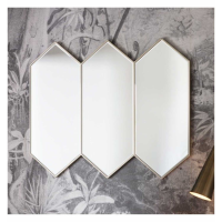 Modern Style 3 Geometric Silver Hexagonal Shaped Joined Wall Mirror 83 x 100cm