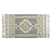 Green Aztec Killim Rug Grey Small