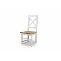 Portland White Painted Cross X Back Kitchen Dining Chair Solid Oak Wooden Seat