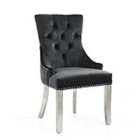 Modern Style Chester Black Brushed Velvet Upholstered Knockerback Accent Chair 52x55cm