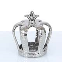 Small 14. 5cm Silver Crown Tealight Holder