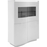 Modern Lazzaro White High Gloss 4 Door Display Unit Cabinet With LED 125cm Tall
