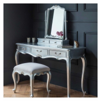 Shabby Chic Silver 3 Drawer Dressing Table with Antique Chrome Handles 76x126cm