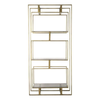 Modern Open Display Bookcase Shelving Unit Glass Shelves Gold Metal Frame