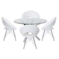 130cm Round Dining Set With 4 White Orb Chairs