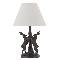 Marching Hares Lamp With Linen Shade