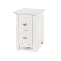 Modern White Painted 2 Drawer Bedside Cabinet With Metal Convex Handles 56x35cm