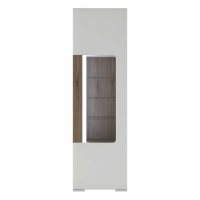 Tall Narrow Glazed Display Cabinet In White High Gloss With Internal Shelves