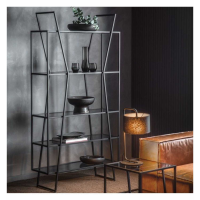 Modern Style Black Finish Metal And Smoked Glass 5 Shelf Open Display 190 x 100cm
