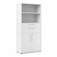 Prima Bookcase 4 Shelves With 2 Drawers and 2 Doors in White