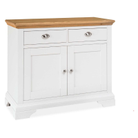 Hampstead Two Tone Ivory Painted Modern Narrow Sideboard Buffet 2 Doors 2 Drawers Bracket Feet 104 x 88 x 48cm