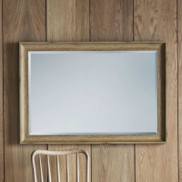 Oak Effect Wood Angled Framed Rectangle Bevelled Wall Mirror H 104 x W74cm