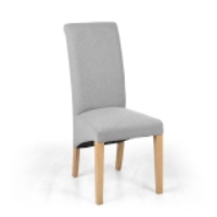Kenna Linen Fabric Effect Modern Wood and Linen Light Grey Dining Chair 102x45cm