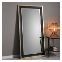 Large Black Gold Leaner Floor Standing Wall Mirror Bevelled Glass 156 x 80cm