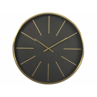 Black And Brass Numeral Steel Round Wall Mounted Clock 61cm Diameter