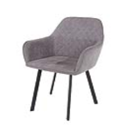 Aspen Grey Quilted Fabric Upholstered Armchair om Black Metal Legs 82x56cm