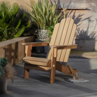 Adirondack Natural Wood Garden Outdoor Patio Lounger Chair High Back