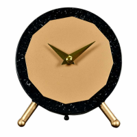 Taunton Black and Gold Sheet Metal Round Mantel Clock