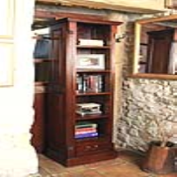Tall Narrow Slim Alcove 1 Drawer Bookcase Mahogany Traditional Dark Wood Finish
