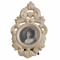 Cream Clay Paint Photo Frame Round