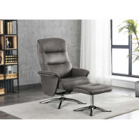 Texas Grey Fabric Upholstered Living Room Swivel Recliner and Footstool Set