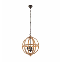 Modern Style Toba Mango Wood Metal Globe Frame Dark Bronze Pendant Light 170 x 43cm