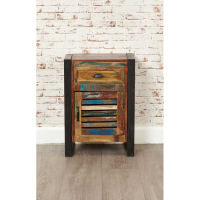 Recycled Wood Lamp Bedside Table Painted Urban Chic Industrial Metal Frame