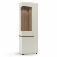 Modern Tall Glazed Narrow Display RHD High Gloss White Painted Oak Trim