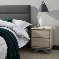 Scandi Oak and Dark Grey 2 Drawer Bedside Table 2 Drawer Chest