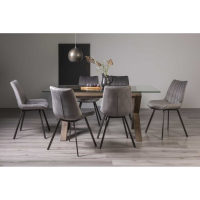 Turin 6 Seater Rectangular Dining Table And Fontana 6 Grey Velvet Chairs Dining Set