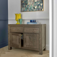 Turin Dark Oak Narrow Small Kitchen Sideboard Buffet 2 Doors 2 Drawers 100cm Wide x 82cm Tall