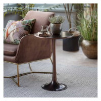 Modern Style Metal Deep Bronze Finish Round Living Room Side Table 61 x 45.5cm