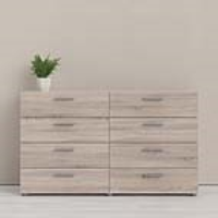 Wide Midi Chest of 8 Drawers 4+4 in Light Oak Finish Modern Bedroom Furniture