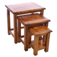 East Indies Hand Crafted Nest Of Tables Carved From Mango Wood