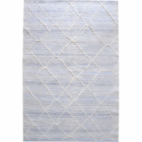 Parisot Hand Woven Pit Loom Blue And Ivory Pattern 160x230cm Pet Yarn Rug