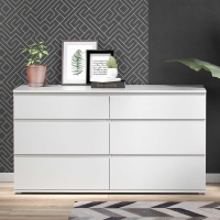 Modern Simple White Wide Chest of 6 Drawers (3+3) 153cm Wide x 84cm High