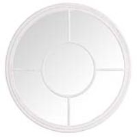 Modern Wooden White Painted Round Multi Window Outdoor Wall Mirror 100 x 100cm